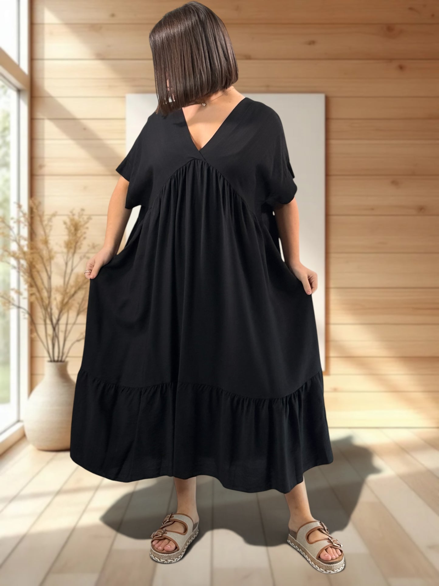 CLOE - ROBE LONGUE NOIRE JUSQU'A LA TAILLE 54