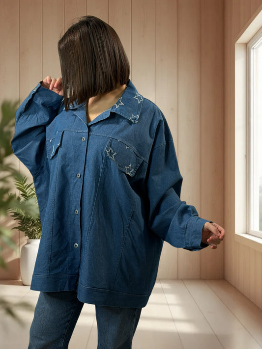 MARIKA - VESTE EN JEAN OVERSIZE JUSQU'A LA TAILLE 48 A 56/58