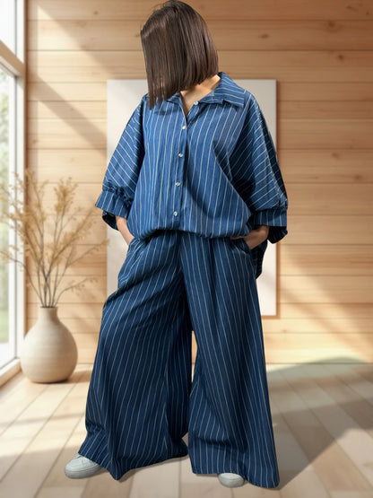 YANOU - PANTALON AMPLE A RAYURE TAILLE 46/48 A 52