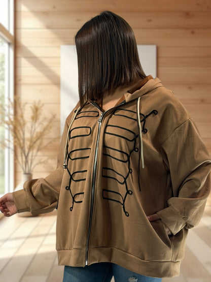 ANTONELLA - VESTE CAMEL EFFET DAIM JUSQU'A LA TAILLE 52/54
