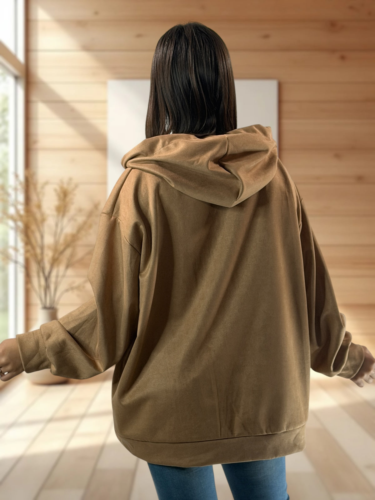 ANTONELLA - VESTE CAMEL EFFET DAIM JUSQU'A LA TAILLE 52/54