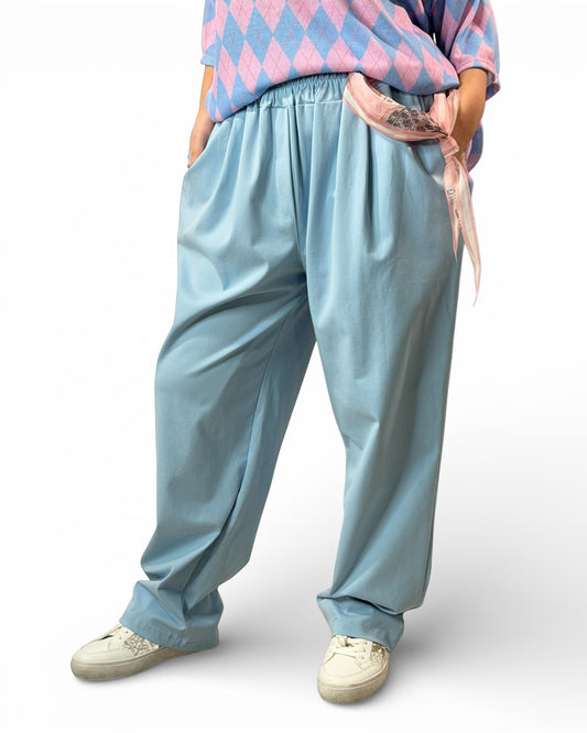 COCO - PANTALON FLUIDE BLEU AVEC FOULARD TAILLE 46 A 52