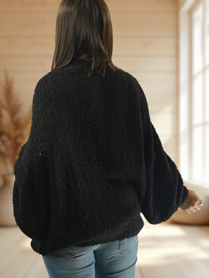 CAROLE - PULL OVERSIZE NOIR JUSQU'A LA TAILLE 54/56