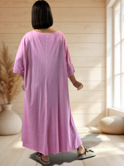 DOLCE - ROBE ROSE EN COTON JUSQU'A LA TAILLE 56