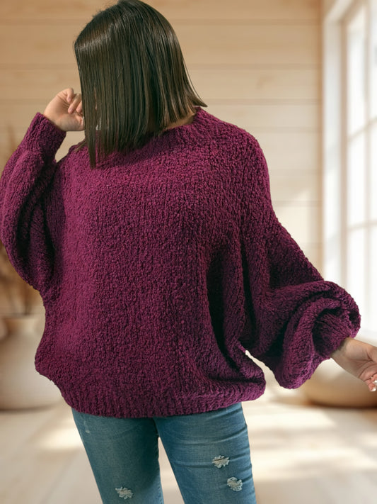 CAROLE - PULL OVERSIZE RAISIN JUSQU'A LA TAILLE 54/56