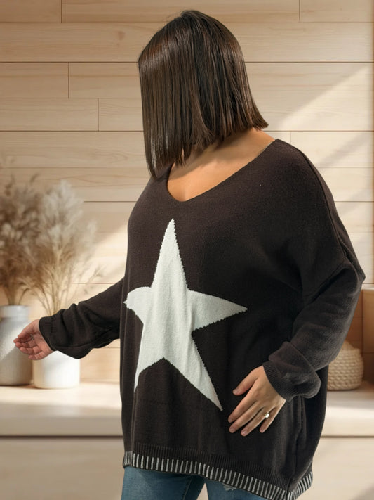 HORIZON - PULL MARRON JUSQU'A LA TAILLE 56