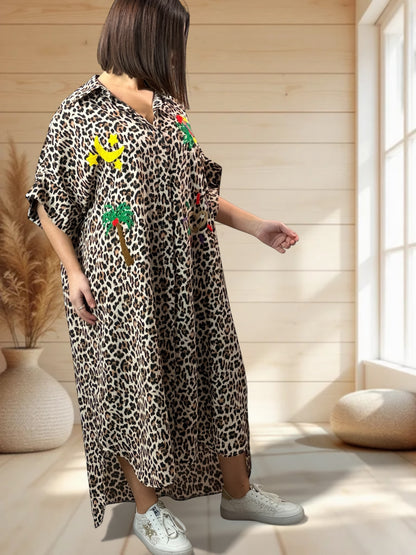 IBIZA - ROBE OVERSIZE LEOPARD JUSQU'A LA TAILLE 52/54