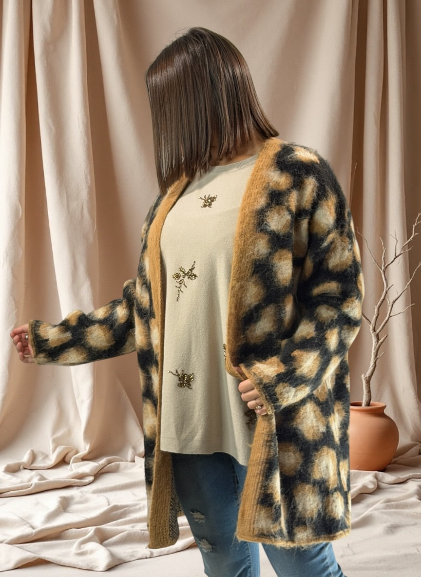 CELINE - GILET OVERSIZE LEOPARD JUSQU'A LA TAILLE 50
