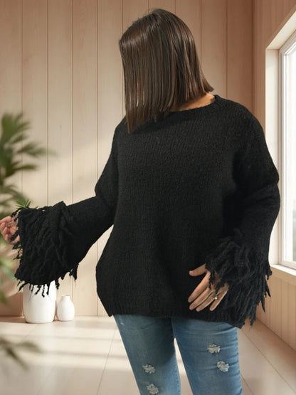 PAULA - PULL OVERSIZE NOIR JUSQU'A LA TAILLE 52