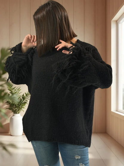 PAULA - PULL OVERSIZE NOIR JUSQU'A LA TAILLE 52