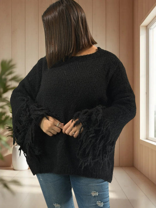 PAULA - PULL OVERSIZE NOIR JUSQU'A LA TAILLE 52
