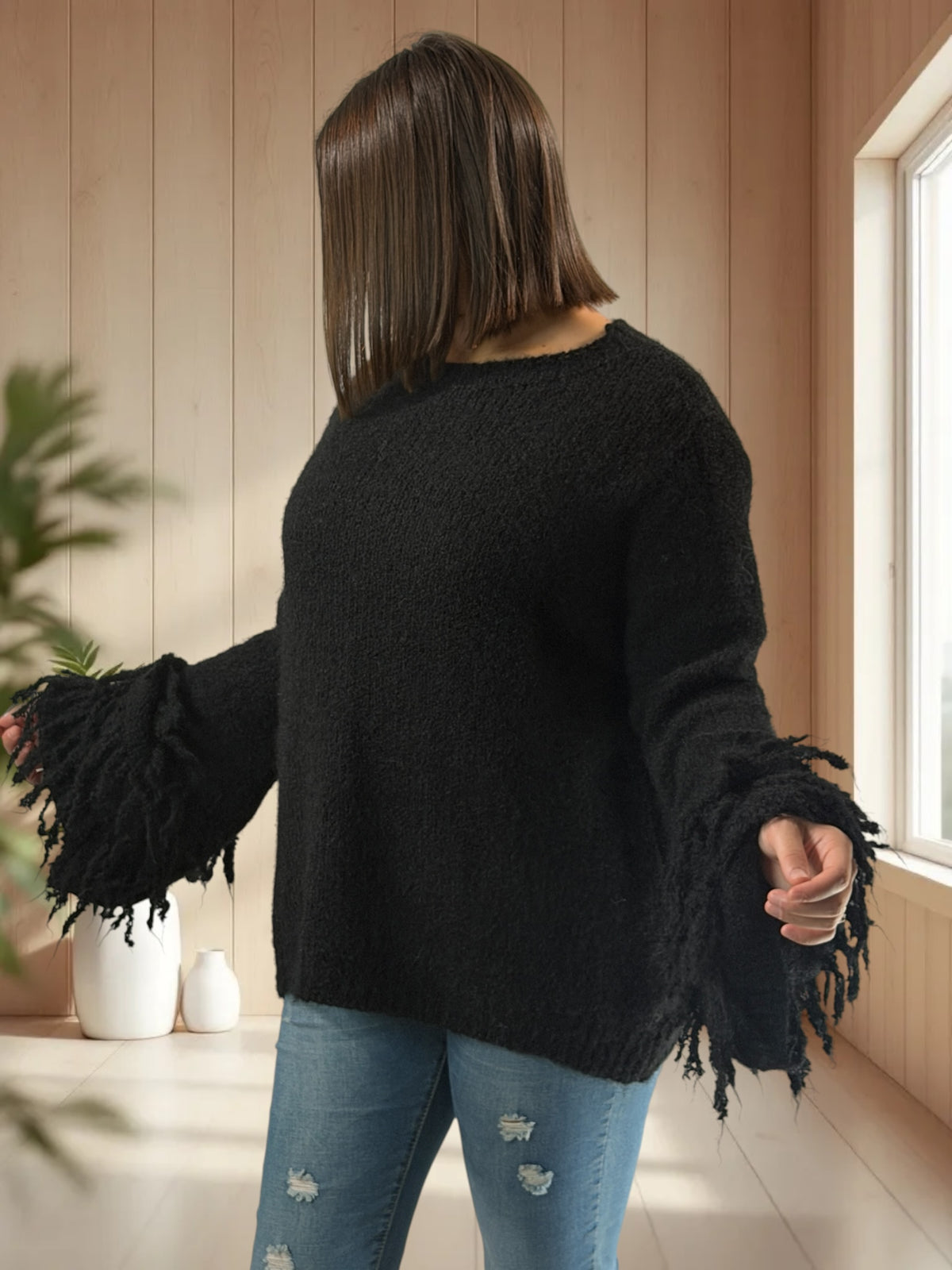 PAULA - PULL OVERSIZE NOIR JUSQU'A LA TAILLE 52