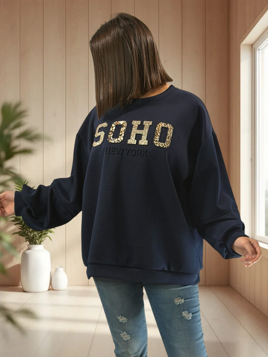 SOHO - SWEAT MARINE JUSQU'A LA TAILLE 52/54
