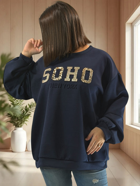 SOHO - SWEAT MARINE JUSQU'A LA TAILLE 52/54