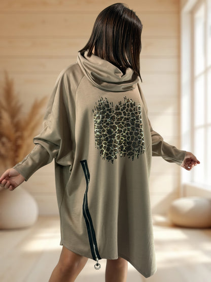 MARICK - ROBE OVERSIZE BEIGE GRAND COL JUSQU'A LA TAILLE 54/56