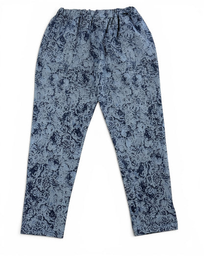 MAXENCE - PANTALON SPORTSWEAR BLEU A FLEUR TAILLE 46/48 A 54