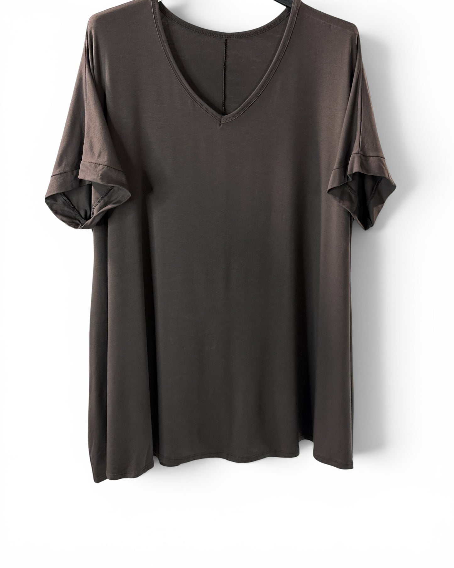 INGRID - T-SHIRT OVERSIZE MARRON JUSQU'A LA TAILLE 48 A 56