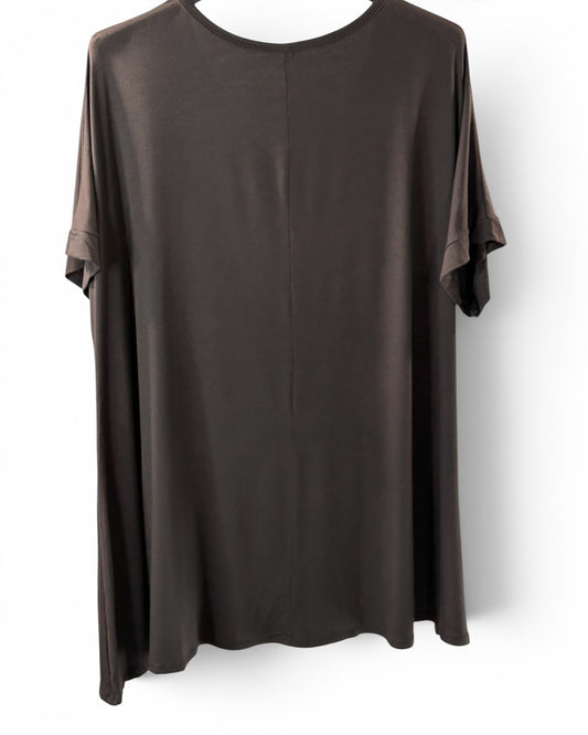 INGRID - T-SHIRT OVERSIZE MARRON JUSQU'A LA TAILLE 48 A 56