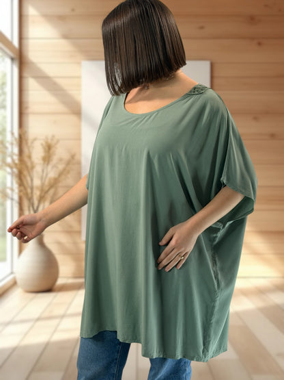 RAQUEL  - TUNIQUE OVERSIZE KAKI JUSQU'A LA TAILLE 56