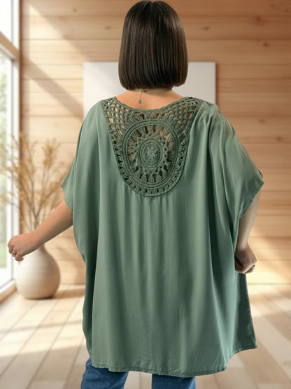 RAQUEL  - TUNIQUE OVERSIZE KAKI JUSQU'A LA TAILLE 56