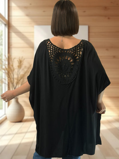 RAQUEL  - TUNIQUE OVERSIZE NOIRE JUSQU'A LA TAILLE 56