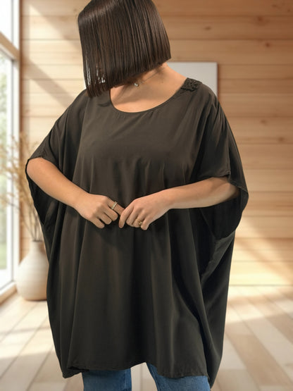 RAQUEL  - TUNIQUE OVERSIZE MARRON JUSQU'A LA TAILLE 56