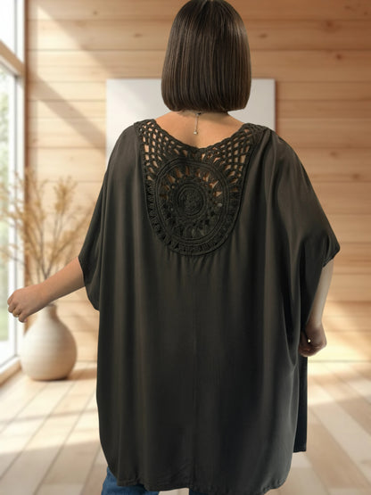 RAQUEL  - TUNIQUE OVERSIZE MARRON JUSQU'A LA TAILLE 56