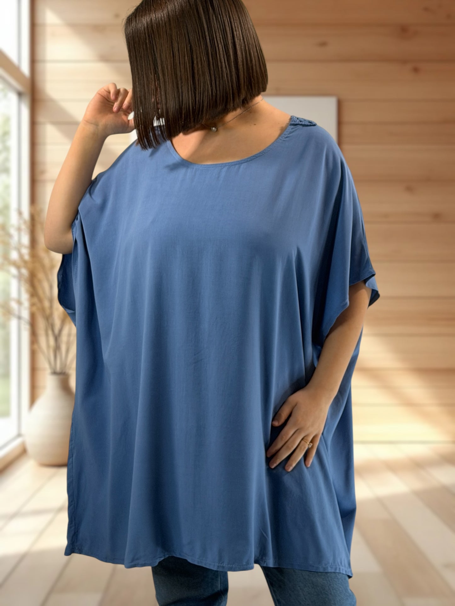 RAQUEL  - TUNIQUE OVERSIZE BLEU JEAN JUSQU'A LA TAILLE 56