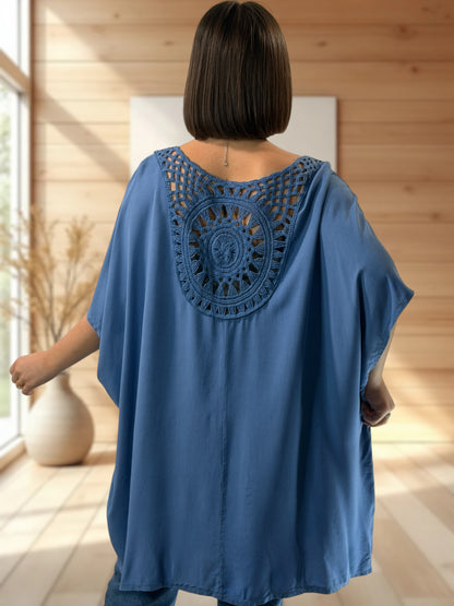 RAQUEL  - TUNIQUE OVERSIZE BLEU JEAN JUSQU'A LA TAILLE 56