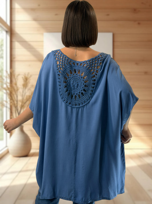RAQUEL  - TUNIQUE OVERSIZE BLEU JEAN JUSQU'A LA TAILLE 56