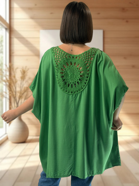 RAQUEL - TUNIQUE OVERSIZE VERTE JUSQU'A LA TAILLE 56