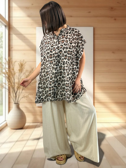 ROBERTO - PANTALON ECRU LISERE DORE JUSQUA LA TAILLE 50/52