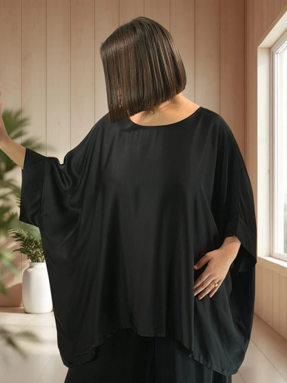 VENISE  - ENSEMBLE TUNIQUE ET PANTALON NOIR JUSQU'A LA TAILLE 52