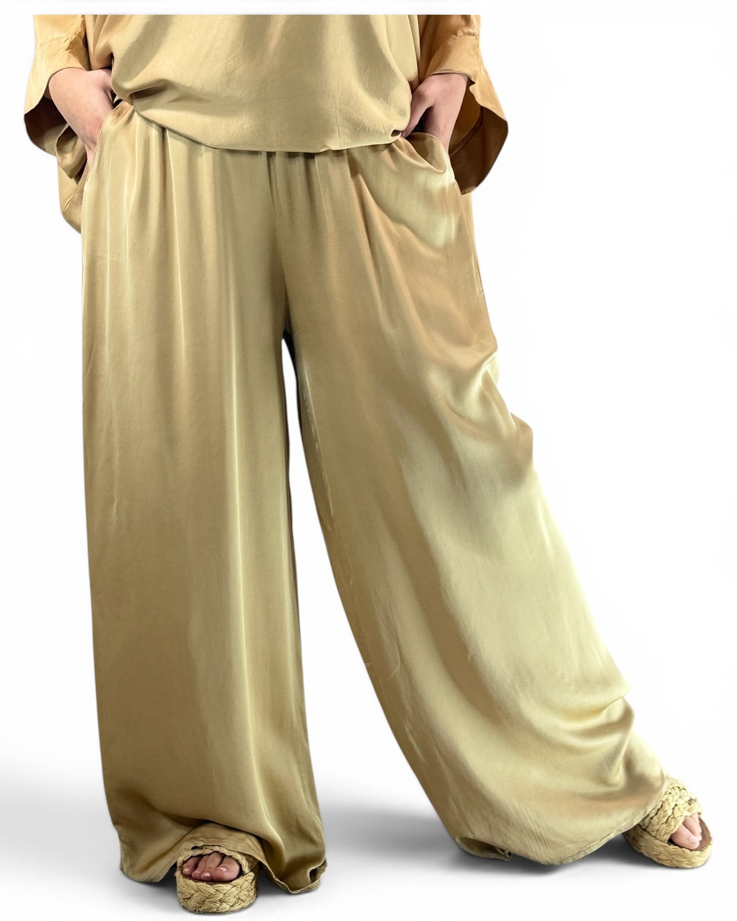 VENISE  - ENSEMBLE TUNIQUE ET PANTALON CAMEL JUSQU'A LA TAILLE 52