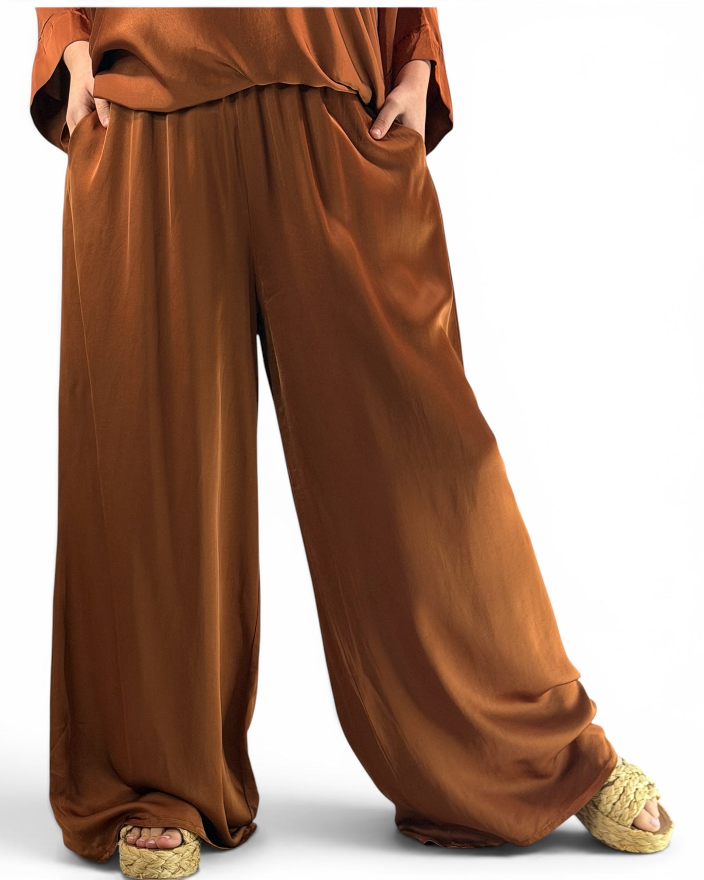 VENISE  - ENSEMBLE TUNIQUE ET PANTALON TERRACOTTA JUSQU'A LA TAILLE 52