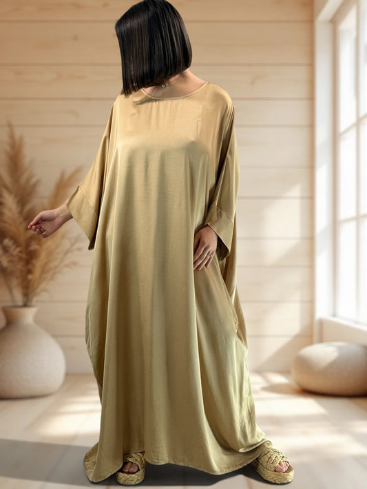 LUXURY - ROBE OVERSIZE FLUIDE CAMEL JUSQU'A LA TAILLE 60