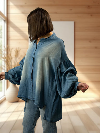 KATARINA - CHEMISE OVERSIZE JEAN TENCELL JUSQU'A LA TAILLE 56/58