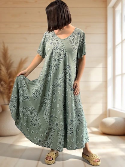 ADELE - ROBE LONGUE KAKI A MOTIF JUSQU'A LA TAILLE 52