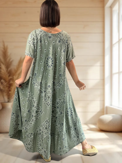 ADELE - ROBE LONGUE KAKI A MOTIF JUSQU'A LA TAILLE 52