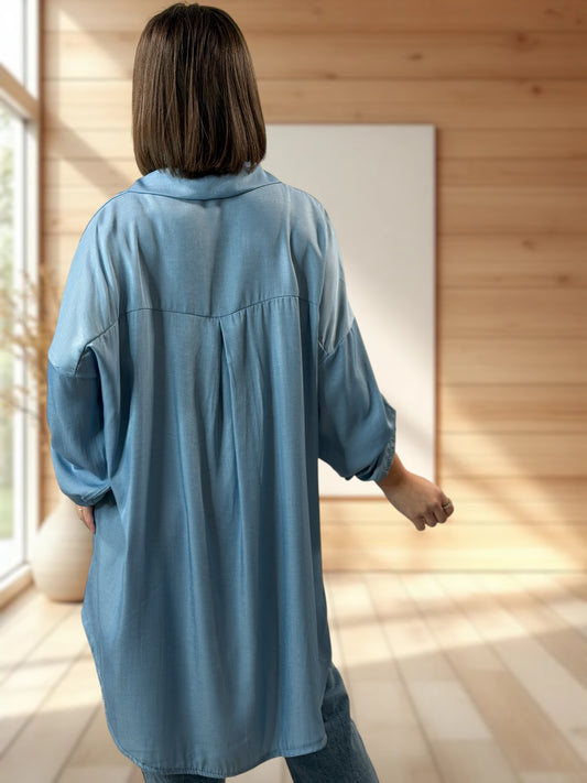 CORALINE - CHEMISE OVERSIZE FLUIDE JUSQU'A LA TAILLE 54/56