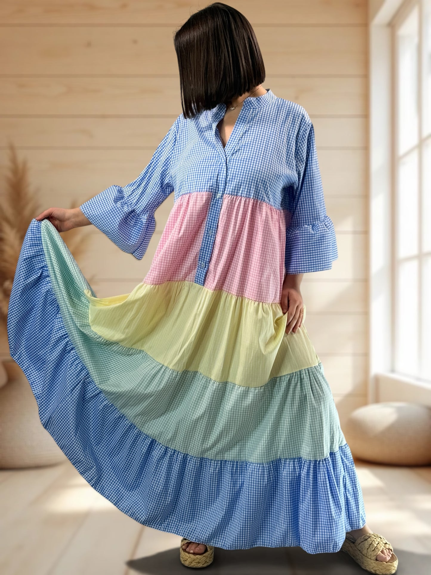 BILITIS - ROBE LONGUE VICHY JUSQU'A LA TAILLE 46/48