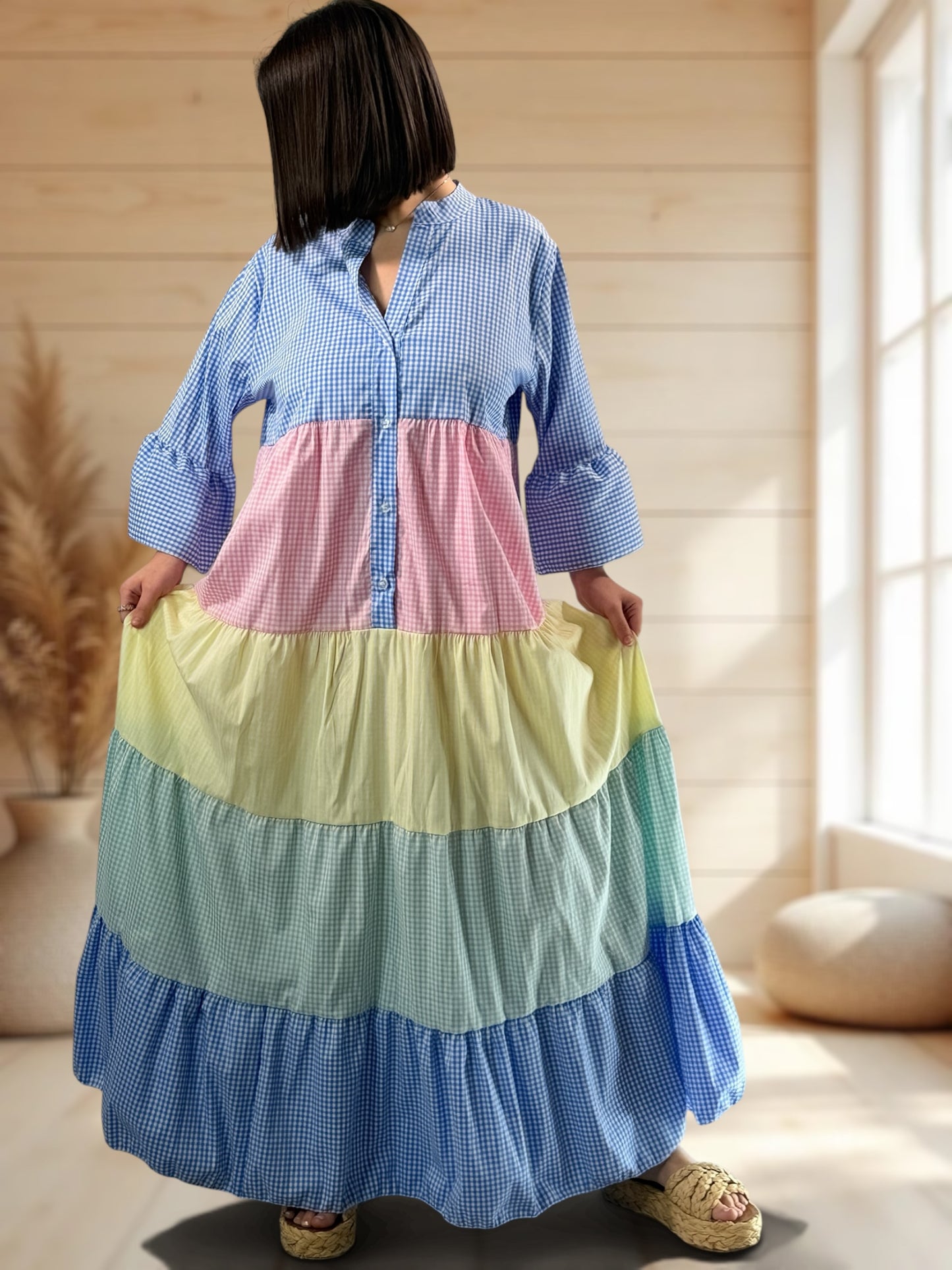 BILITIS - ROBE LONGUE VICHY JUSQU'A LA TAILLE 46/48
