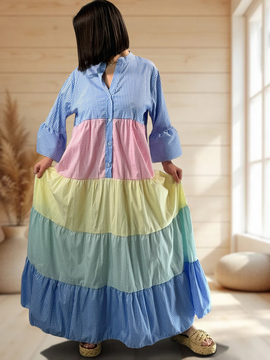 BILITIS - ROBE LONGUE VICHY JUSQU'A LA TAILLE 46/48