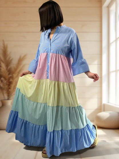 BILITIS - ROBE LONGUE VICHY JUSQU'A LA TAILLE 46/48