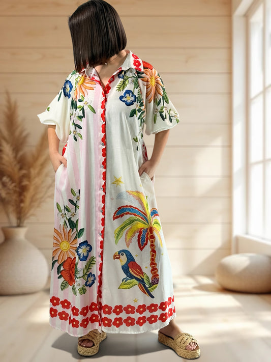 MARIELLE - ROBE A MOTIF JUSQU'A LA TAILLE 50