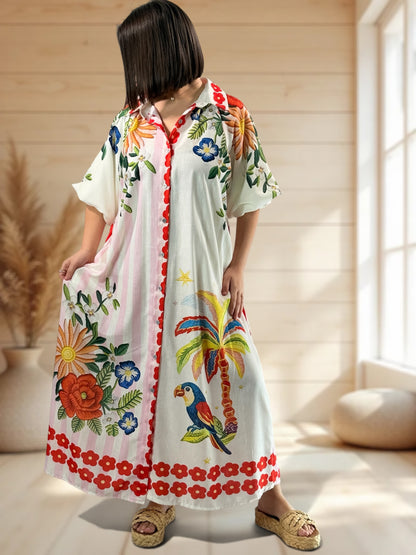 MARIELLE - ROBE A MOTIF JUSQU'A LA TAILLE 50