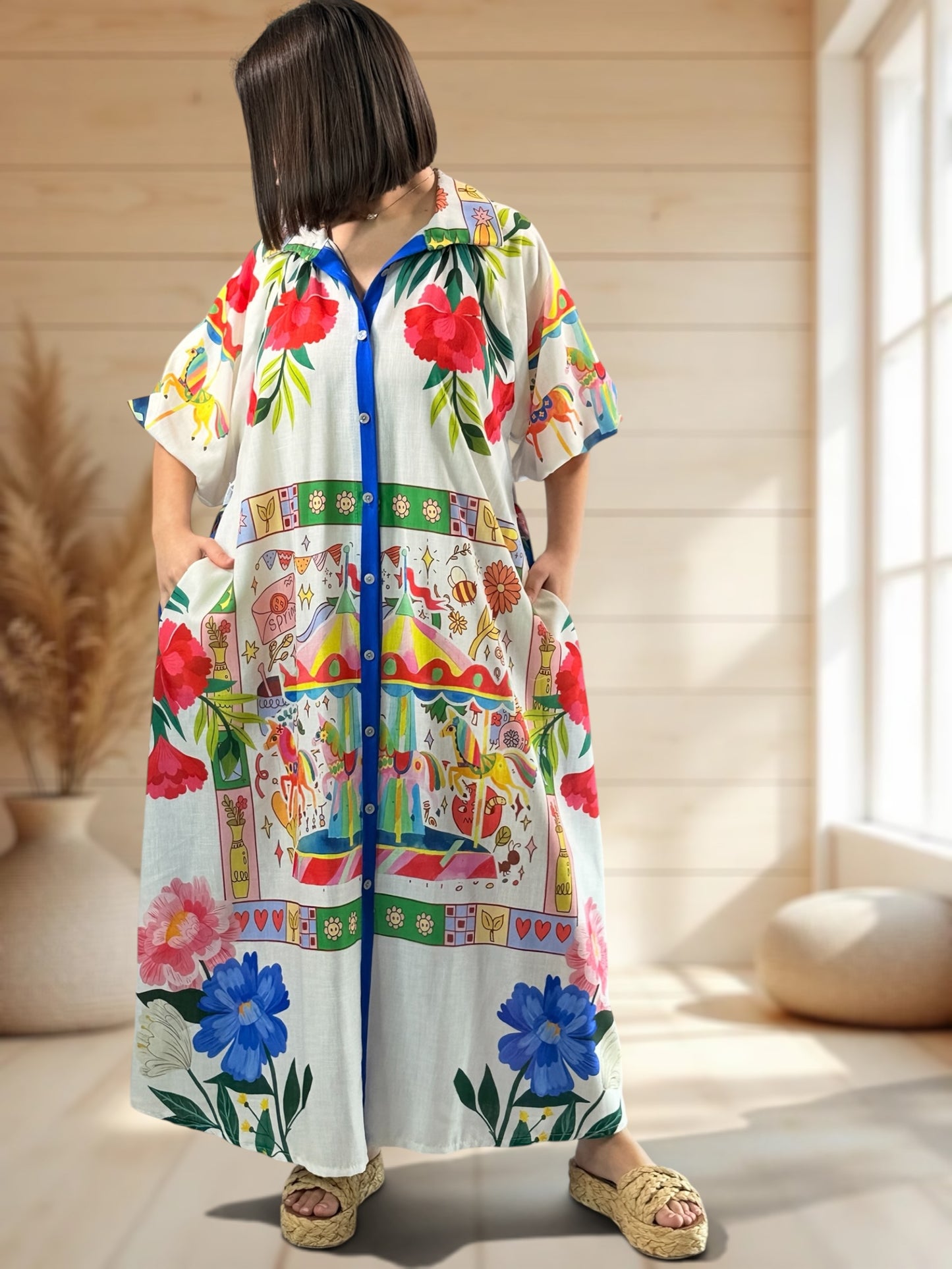 MARIELLE - ROBE A MOTIF JUSQU'A LA TAILLE 50