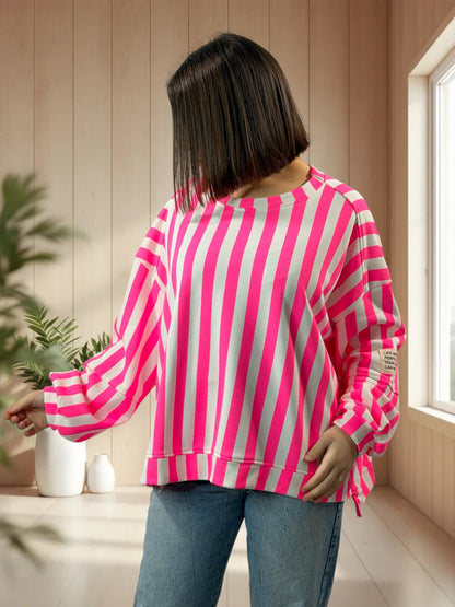 MICHOU- SWEAT OVERSIZE A RAYURE JUSQU'A LA TAILLE 52/54