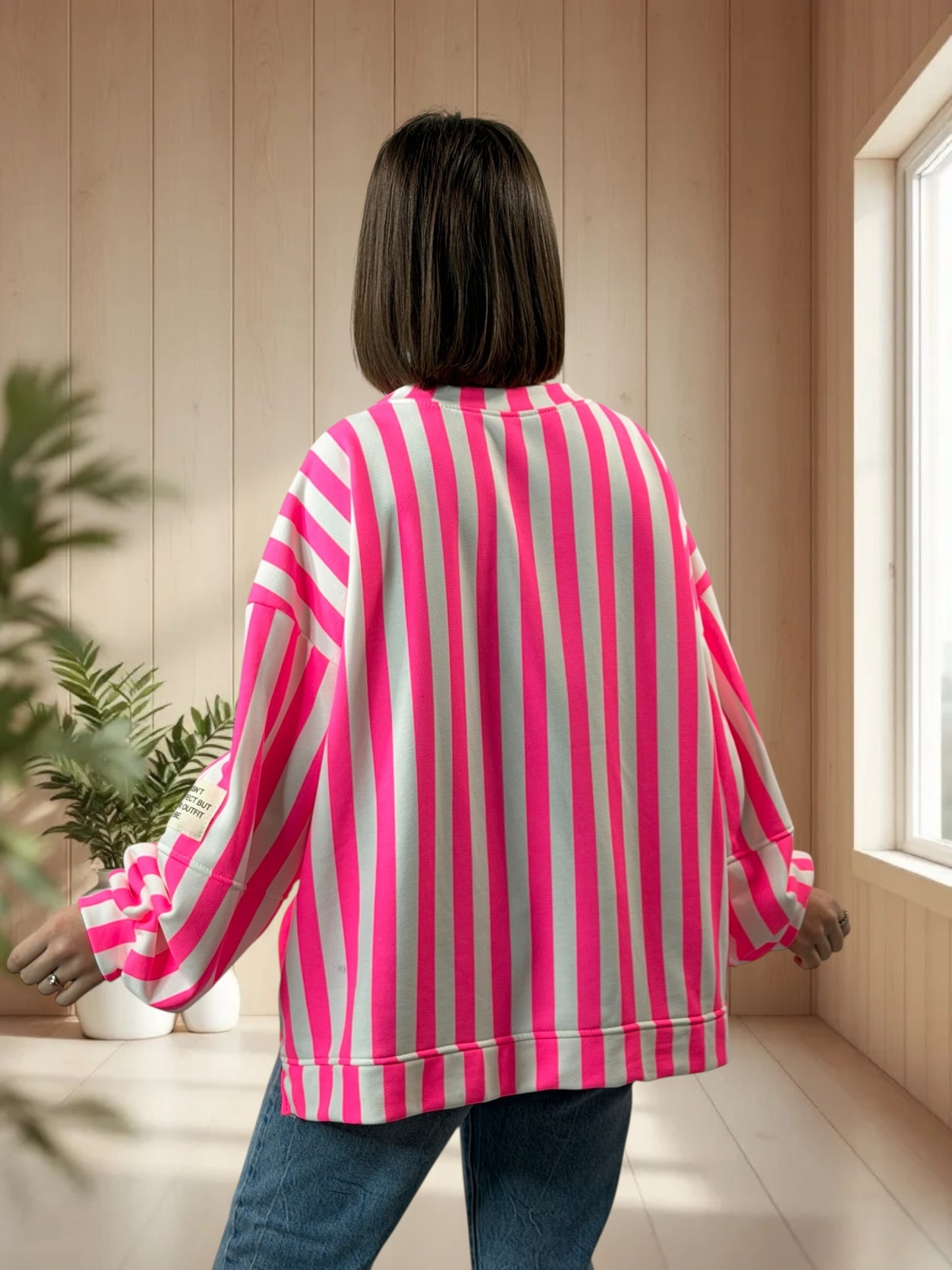 MICHOU- SWEAT OVERSIZE A RAYURE JUSQU'A LA TAILLE 52/54