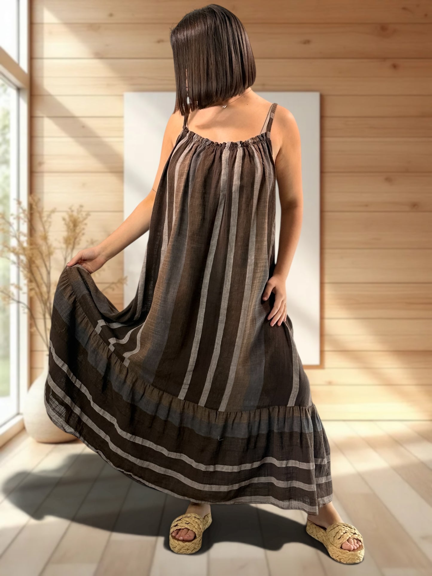 CLARENCE - ROBE LONGUE A RAYURE JUSQU'A LA TAILLE 56